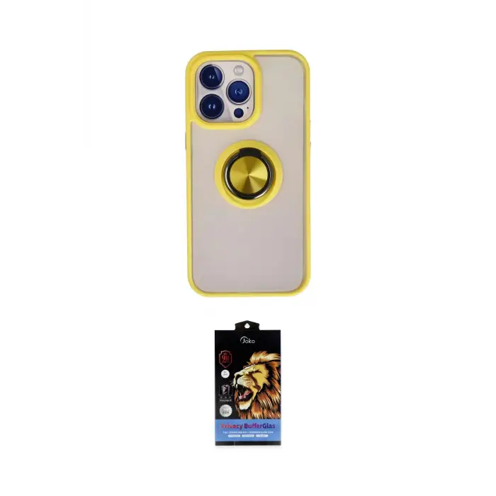 ieg™ iPhone 15 Pro Kılıf Yörünge Çizgi - Siyah Buffer Hayalet Cam Ekran Koruyucu