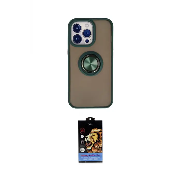 ieg™ iPhone 15 Pro Kılıf Yörünge Çizgi - Siyah Buffer Hayalet Cam Ekran Koruyucu