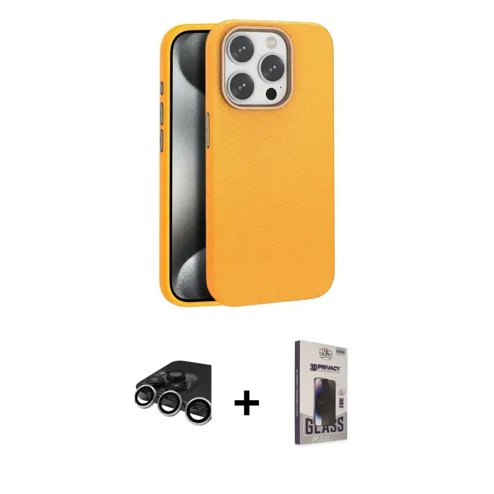 ieg™ iPhone 15 Pro Kılıf Zirve Modern Prime - Siyah Bilvis Hayalet Cam Ekran Koruyucu + Raze Metal Kamera Lens - GS