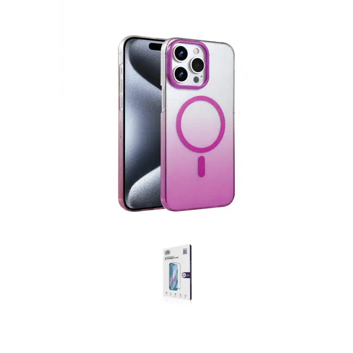 ieg™ iPhone 15 Pro Max Kılıf Ahenk Doku Özel Seri - Siyah Bilvis 0.18mm Plus Cam Ekran Koruyucu