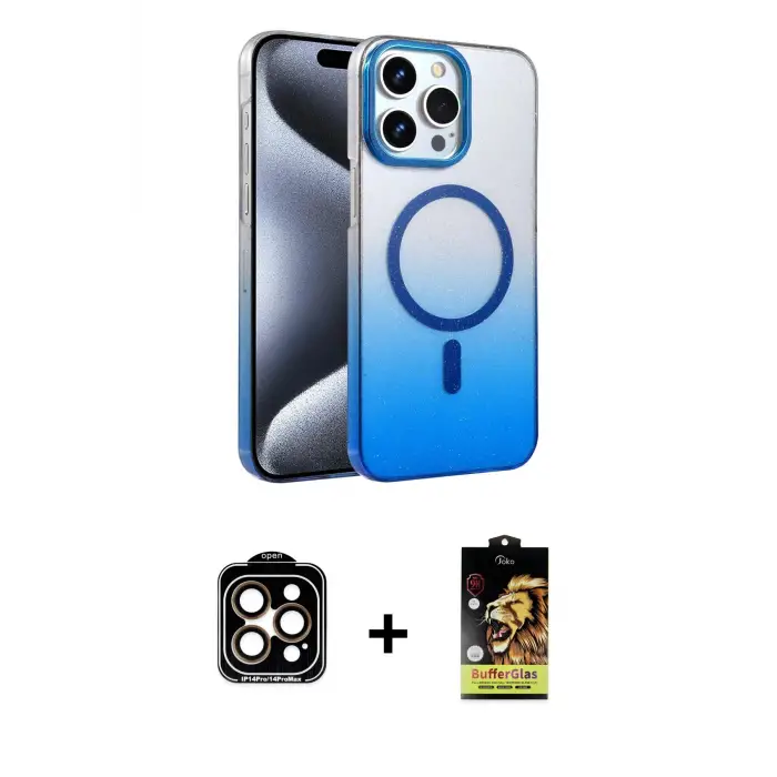 ieg™ iPhone 15 Pro Max Kılıf Ahenk Doku Özel Seri - Siyah Buffer Cam Ekran Koruyucu + PVD Metal Kamera Lens - TU