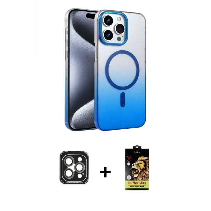 ieg™ iPhone 15 Pro Max Kılıf Ahenk Doku Özel Seri - Siyah Buffer Cam Ekran Koruyucu + PVD Metal Kamera Lens - GI