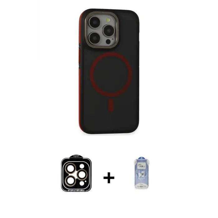 ieg™ iPhone 15 Pro Max Kılıf Ahenk Form Serisi - Siyah Joko Magic 5D Cam + PVD Metal Kamera Lens - TU