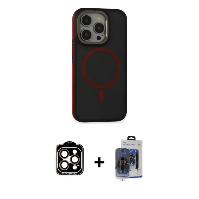 ieg™ iPhone 15 Pro Max Kılıf Ahenk Form Serisi - Siyah Vanessa Magic Cam + PVD Metal Kamera Lens - TU