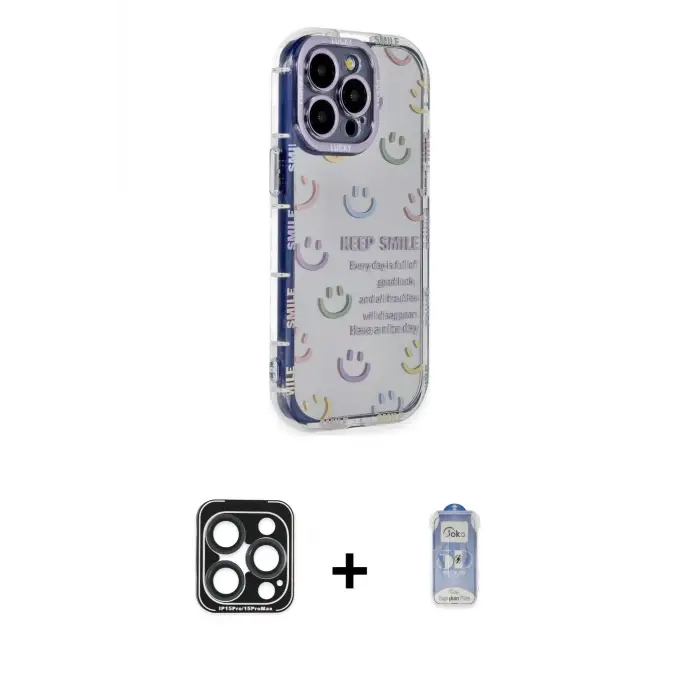 ieg™ iPhone 15 Pro Max Kılıf Ahenk Modern Serisi - Siyah Joko Magic 5D Cam + PVD Metal Kamera Lens - LT