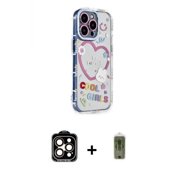 ieg™ iPhone 15 Pro Max Kılıf Ahenk Modern Serisi - Siyah Joko Magic 5D Hayalet Cam + PVD Metal Kamera Lens - TU