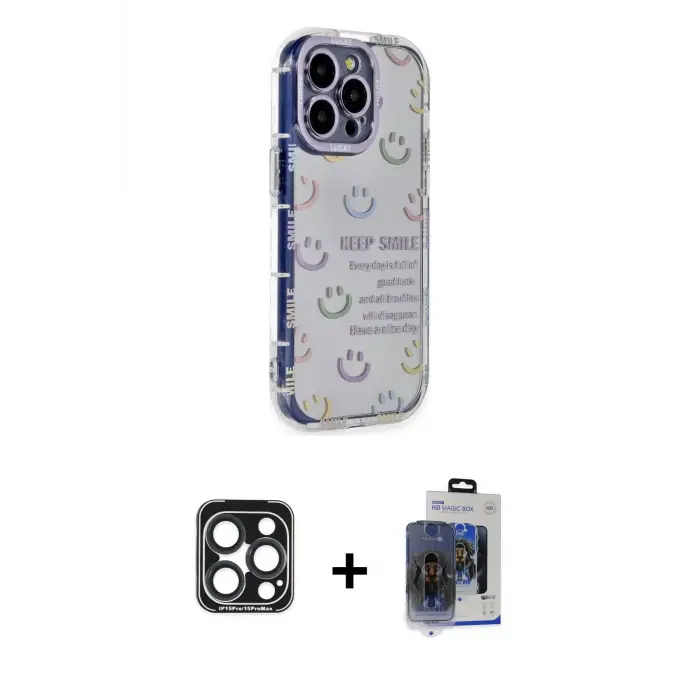 ieg™ iPhone 15 Pro Max Kılıf Ahenk Modern Serisi - Siyah Vanessa Magic Cam + PVD Metal Kamera Lens - LT