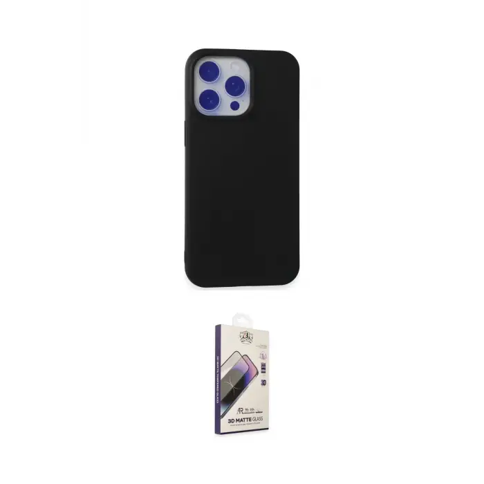 ieg™ iPhone 15 Pro Max Kılıf Ahenk Serisi - Siyah Bilvis 3D Mat Cam Ekran Koruyucu