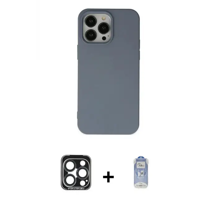 ieg™ iPhone 15 Pro Max Kılıf Ahenk Serisi - Siyah Joko Magic 5D Cam + PVD Metal Kamera Lens - LT