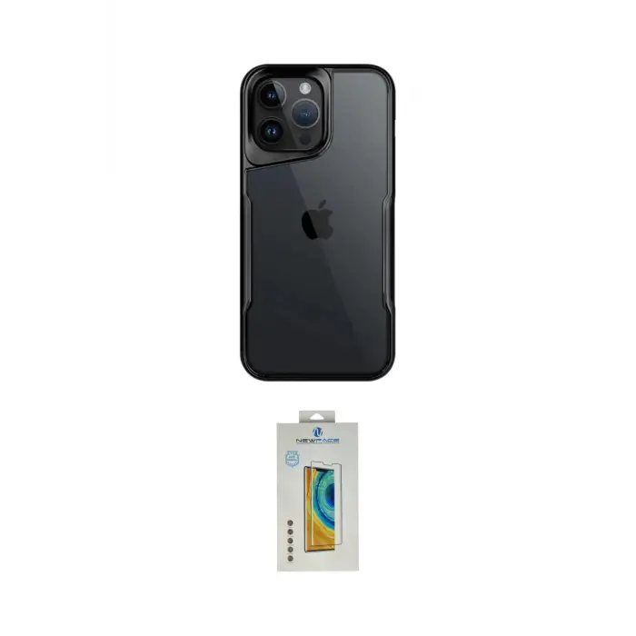 ieg™ iPhone 15 Pro Max Kılıf Akış Çizgi Koleksiyonu - Siyah Polymer Nano Ekran Koruyucu