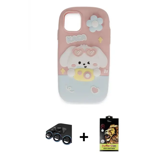 ieg™ iPhone 15 Pro Max Kılıf Akış Yansıma - Siyah Buffer Cam Ekran Koruyucu + Raze Metal Kamera Lens - LT