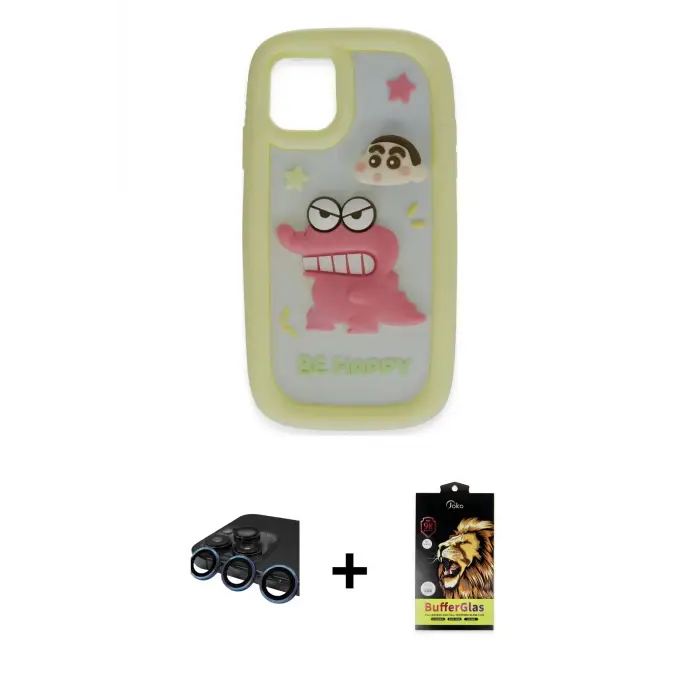 ieg™ iPhone 15 Pro Max Kılıf Akış Yansıma - Siyah Buffer Cam Ekran Koruyucu + Raze Metal Kamera Lens - LT