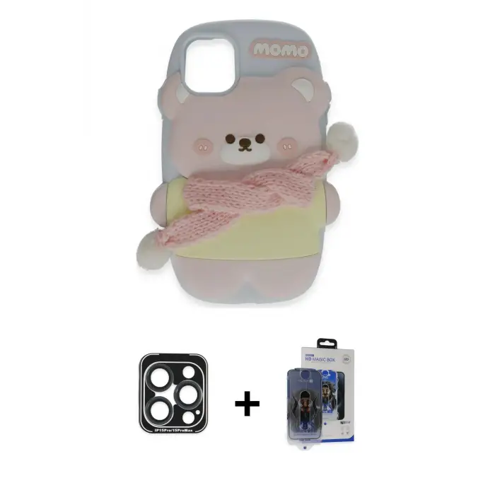 ieg™ iPhone 15 Pro Max Kılıf Akış Yansıma - Siyah Vanessa Magic Cam + PVD Metal Kamera Lens - LT