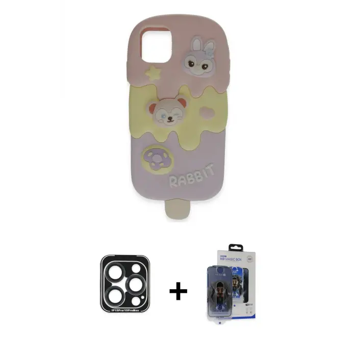 ieg™ iPhone 15 Pro Max Kılıf Akış Yansıma - Siyah Vanessa Magic Cam + PVD Metal Kamera Lens - LT