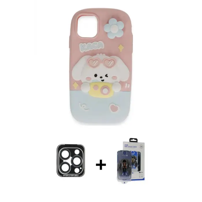 ieg™ iPhone 15 Pro Max Kılıf Akış Yansıma - Siyah Vanessa Magic Cam + PVD Metal Kamera Lens - LT