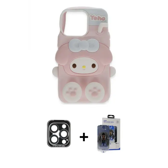 ieg™ iPhone 15 Pro Max Kılıf Akış Yansıma - Siyah Vanessa Magic Cam + PVD Metal Kamera Lens - LT