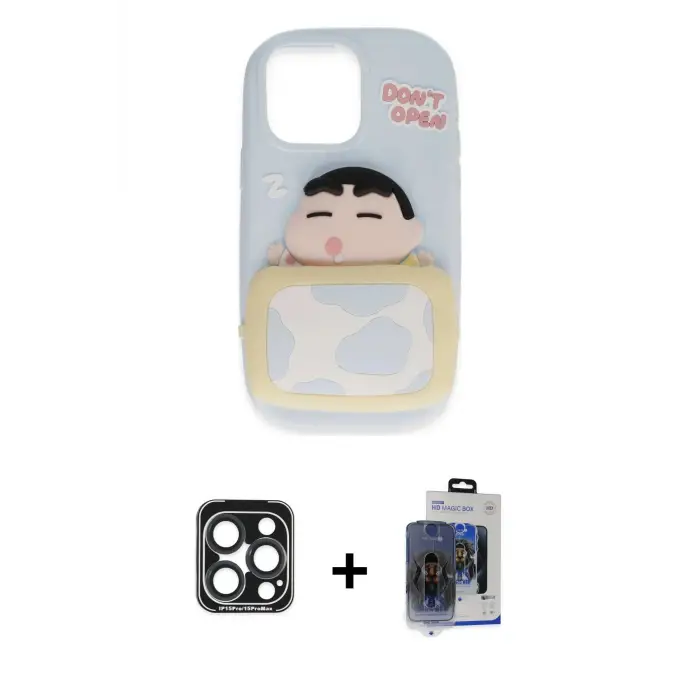 ieg™ iPhone 15 Pro Max Kılıf Akış Yansıma - Siyah Vanessa Magic Cam + PVD Metal Kamera Lens - LT