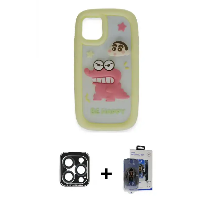 ieg™ iPhone 15 Pro Max Kılıf Akış Yansıma - Siyah Vanessa Magic Cam + PVD Metal Kamera Lens - LT
