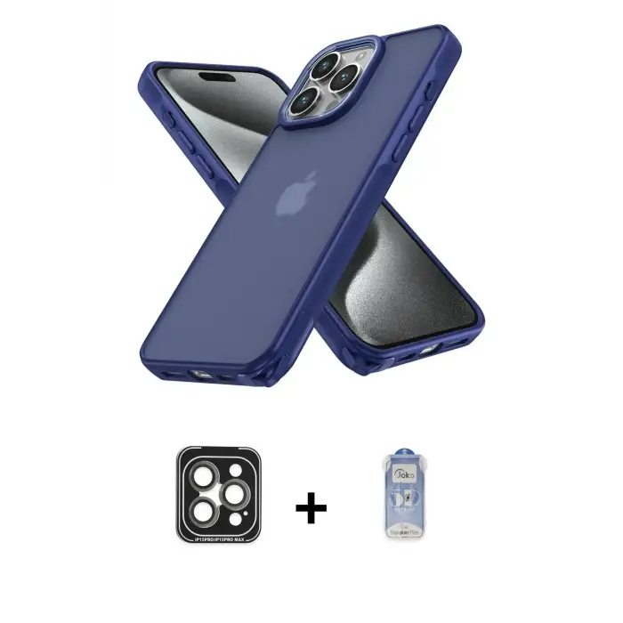 ieg™ iPhone 15 Pro Max Kılıf Atlas Form - Siyah Joko Magic 5D Cam + PVD Metal Kamera Lens - GI