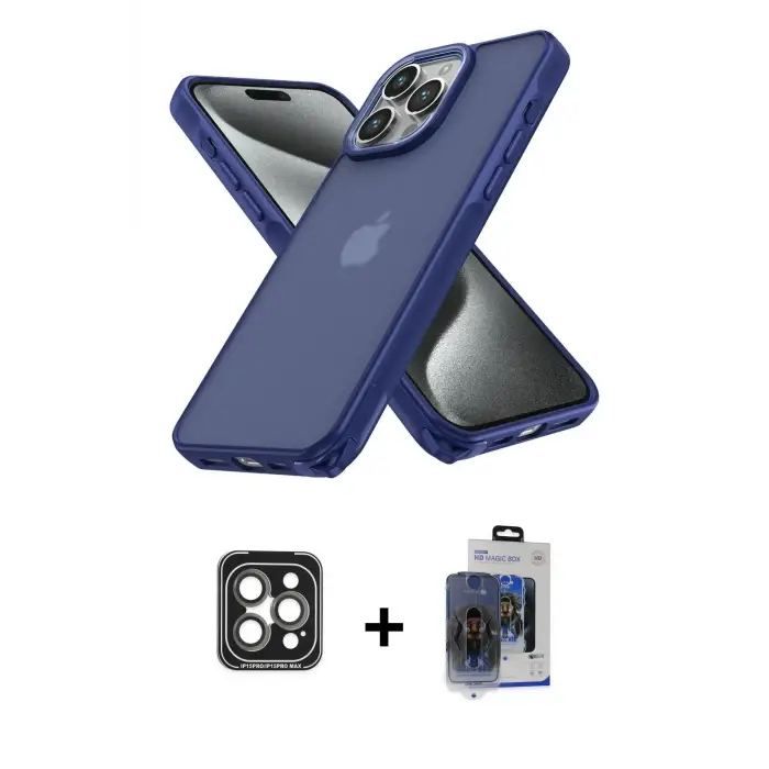 ieg™ iPhone 15 Pro Max Kılıf Atlas Form - Siyah Vanessa Magic Cam + PVD Metal Kamera Lens - GI