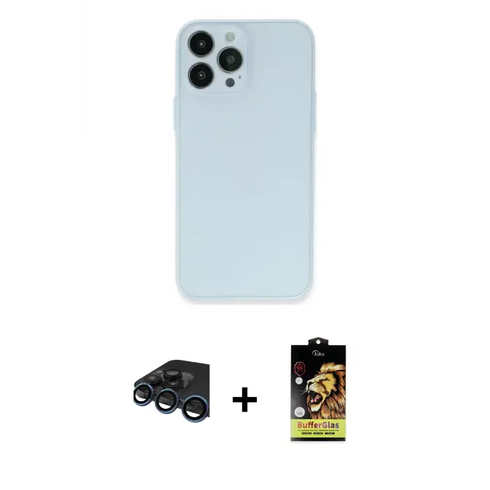 ieg™ iPhone 15 Pro Max Kılıf Atlas Minimal Prime - Siyah Buffer Cam Ekran Koruyucu + Raze Metal Kamera Lens - LT