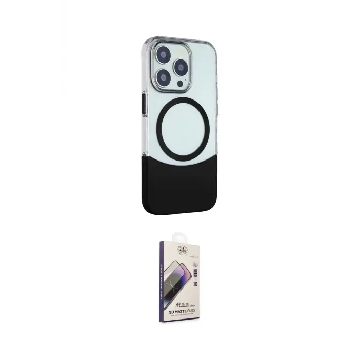 ieg™ iPhone 15 Pro Max Kılıf Çekirdek Asil Özel Seri - Siyah Bilvis 3D Mat Cam Ekran Koruyucu