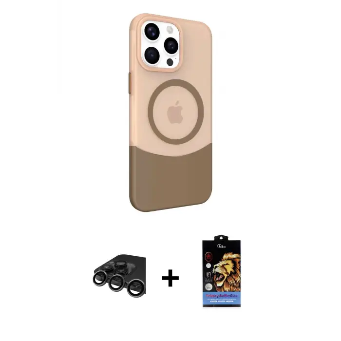 ieg™ iPhone 15 Pro Max Kılıf Çekirdek Asil Özel Seri - Siyah Buffer Hayalet Cam Ekran Koruyucu + Raze Metal Kamera Lens - TMGI