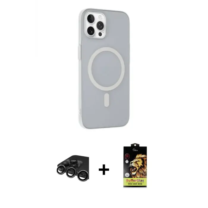 ieg™ iPhone 15 Pro Max Kılıf Çekirdek Modern Prime - Siyah Buffer Cam Ekran Koruyucu + Raze Metal Kamera Lens - TMGI