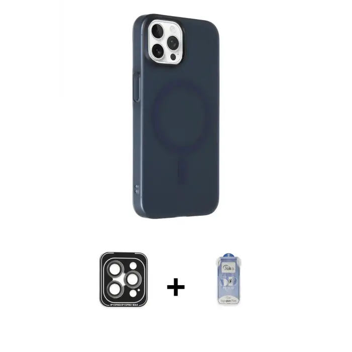 ieg™ iPhone 15 Pro Max Kılıf Çekirdek Modern Prime - Siyah Joko Magic 5D Cam + PVD Metal Kamera Lens - GI