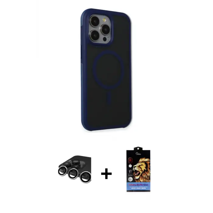 ieg™ iPhone 15 Pro Max Kılıf Çekirdek Yansıma Prime - Siyah Buffer Hayalet Cam Ekran Koruyucu + Raze Metal Kamera Lens - GS