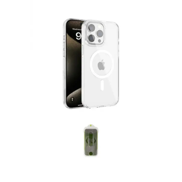 ieg™ iPhone 15 Pro Max Kılıf Doruk Doku Özel Seri - Siyah Joko Magic 5D Hayalet Cam