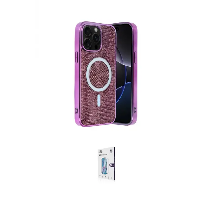 ieg™ iPhone 15 Pro Max Kılıf Eksen Çizgi - Siyah Bilvis 0.18mm Plus Cam Ekran Koruyucu