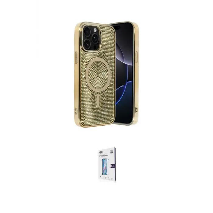 ieg™ iPhone 15 Pro Max Kılıf Eksen Çizgi - Siyah Bilvis 0.18mm Plus Cam Ekran Koruyucu