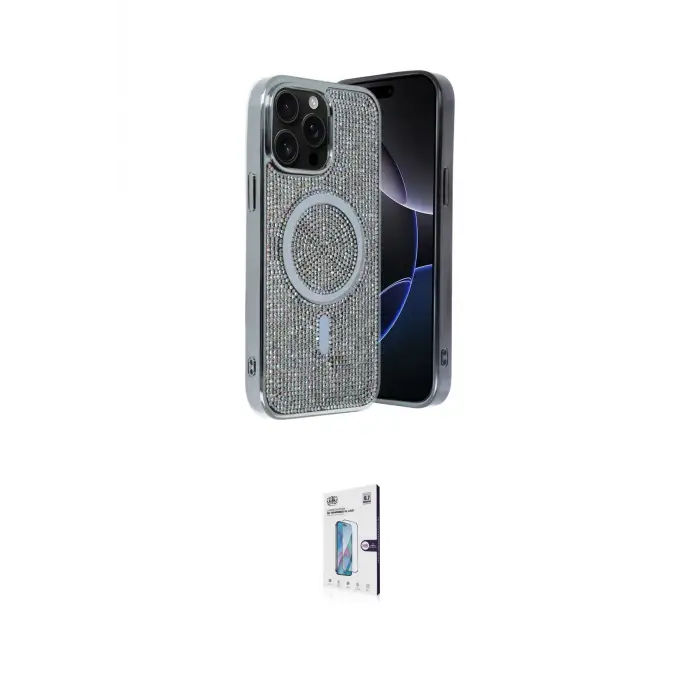 ieg™ iPhone 15 Pro Max Kılıf Eksen Çizgi - Siyah Bilvis 0.18mm Plus Cam Ekran Koruyucu