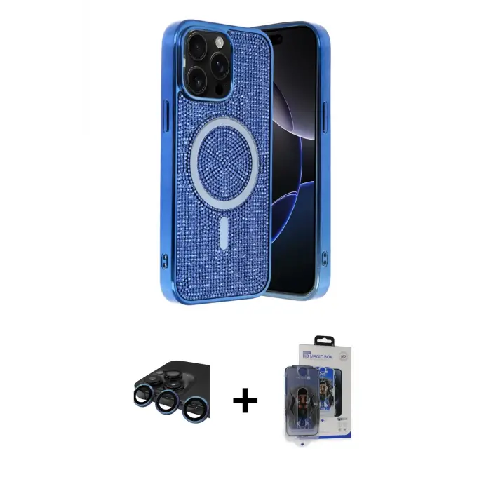 ieg™ iPhone 15 Pro Max Kılıf Eksen Çizgi - Siyah Vanessa Magic Cam + Raze Metal Kamera Lens - LT