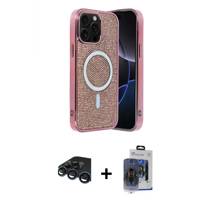 ieg™ iPhone 15 Pro Max Kılıf Eksen Çizgi - Siyah Vanessa Magic Cam + Raze Metal Kamera Lens - LT