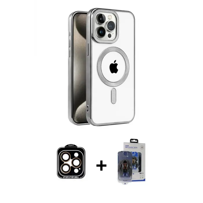 ieg™ iPhone 15 Pro Max Kılıf Eksen Form Koleksiyonu - Siyah Vanessa Magic Cam + PVD Metal Kamera Lens - TU