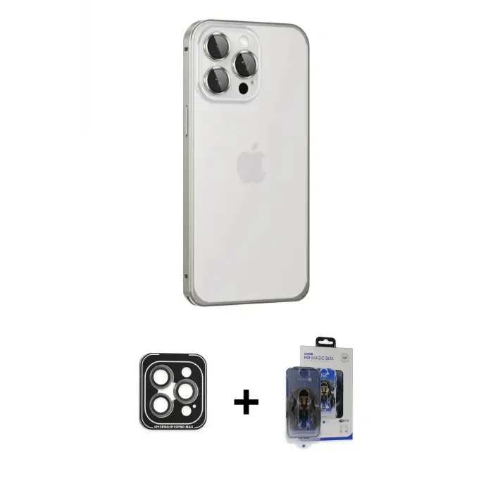 ieg™ iPhone 15 Pro Max Kılıf Eksen Form Serisi - Siyah Vanessa Magic Cam + PVD Metal Kamera Lens - GI