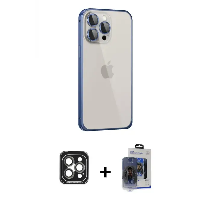 ieg™ iPhone 15 Pro Max Kılıf Eksen Form Serisi - Siyah Vanessa Magic Cam + PVD Metal Kamera Lens - GI