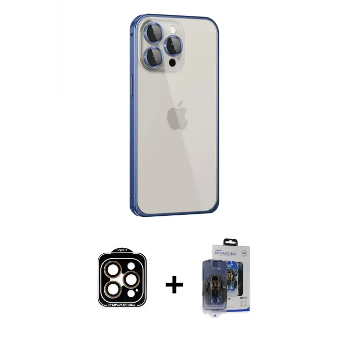 ieg™ iPhone 15 Pro Max Kılıf Eksen Form Serisi - Siyah Vanessa Magic Cam + PVD Metal Kamera Lens - TU