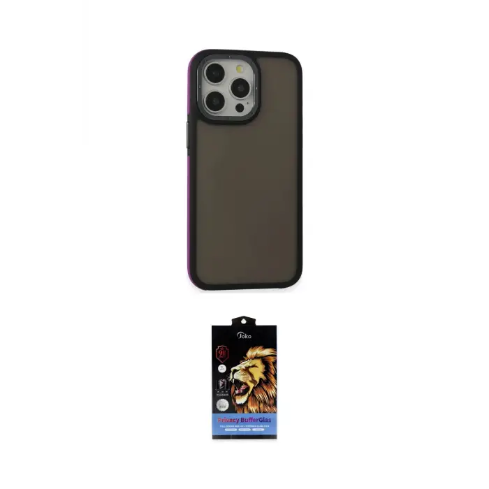 ieg™ iPhone 15 Pro Max Kılıf Eksen Işık - Siyah Buffer Hayalet Cam Ekran Koruyucu