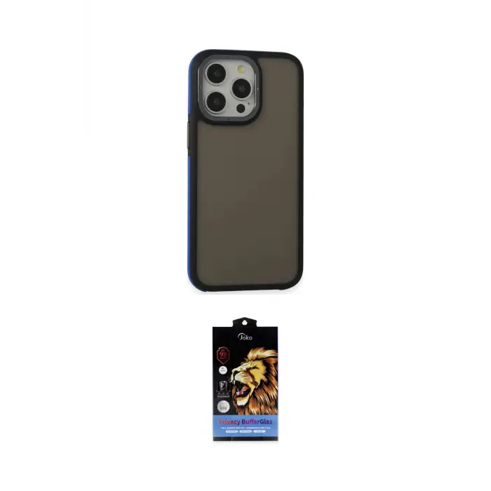 ieg™ iPhone 15 Pro Max Kılıf Eksen Işık - Siyah Buffer Hayalet Cam Ekran Koruyucu