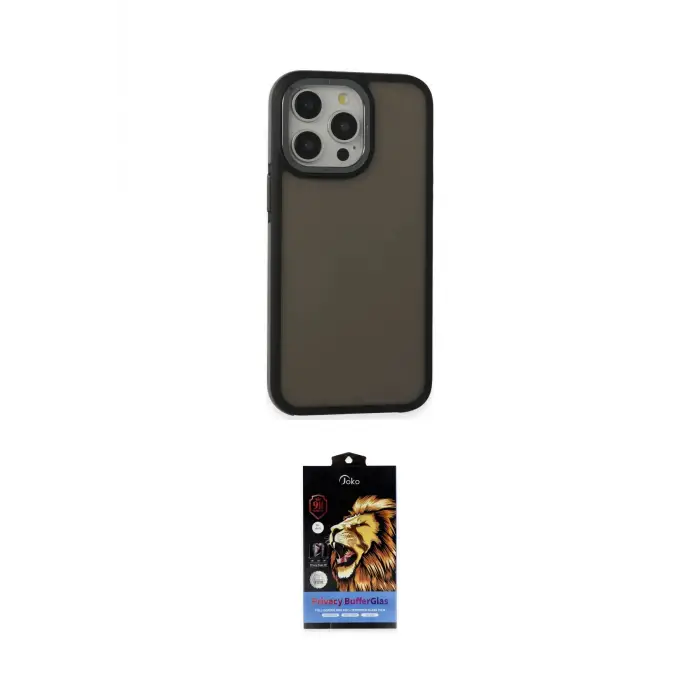 ieg™ iPhone 15 Pro Max Kılıf Eksen Işık - Siyah Buffer Hayalet Cam Ekran Koruyucu