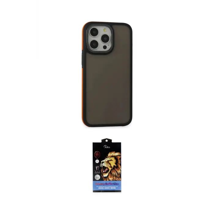 ieg™ iPhone 15 Pro Max Kılıf Eksen Işık - Siyah Buffer Hayalet Cam Ekran Koruyucu