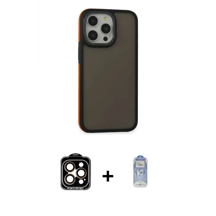 ieg™ iPhone 15 Pro Max Kılıf Eksen Işık - Siyah Joko Magic 5D Cam + PVD Metal Kamera Lens - TU