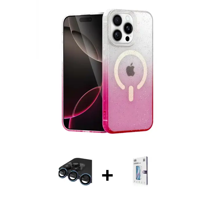 ieg™ iPhone 15 Pro Max Kılıf Eksen Minimal Özel Seri - Siyah Bilvis 0.18mm Plus Cam Ekran Koruyucu + Raze Metal Kamera Lens - LT