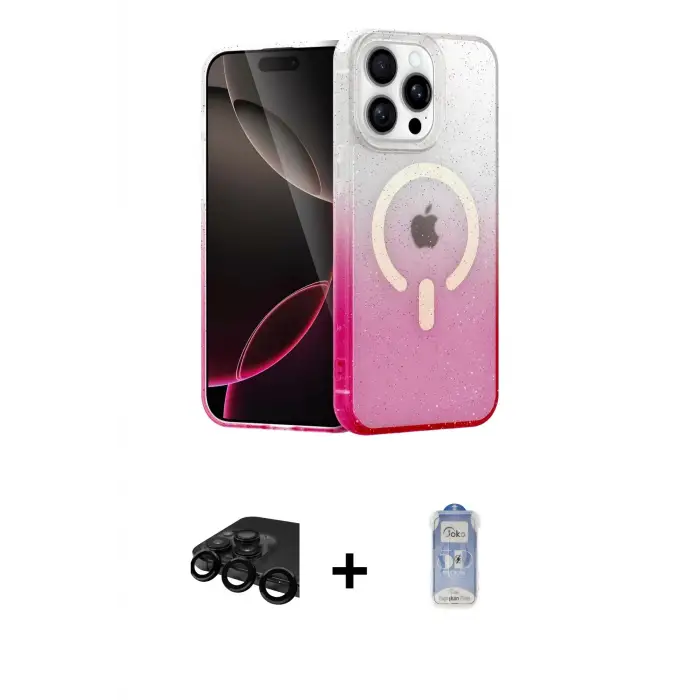 ieg™ iPhone 15 Pro Max Kılıf Eksen Minimal Özel Seri - Siyah Joko Magic 5D Cam + Raze Metal Kamera Lens - SH