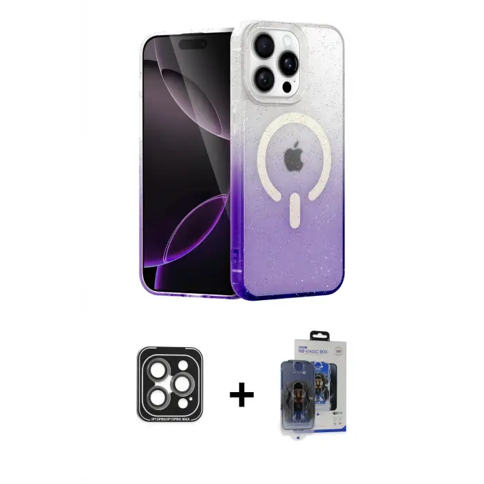 ieg™ iPhone 15 Pro Max Kılıf Eksen Minimal Özel Seri - Siyah Vanessa Magic Cam + PVD Metal Kamera Lens - GI