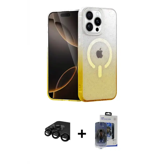 ieg™ iPhone 15 Pro Max Kılıf Eksen Minimal Özel Seri - Siyah Vanessa Magic Cam + Raze Metal Kamera Lens - SH
