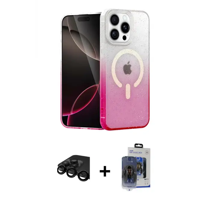 ieg™ iPhone 15 Pro Max Kılıf Eksen Minimal Özel Seri - Siyah Vanessa Magic Cam + Raze Metal Kamera Lens - SH